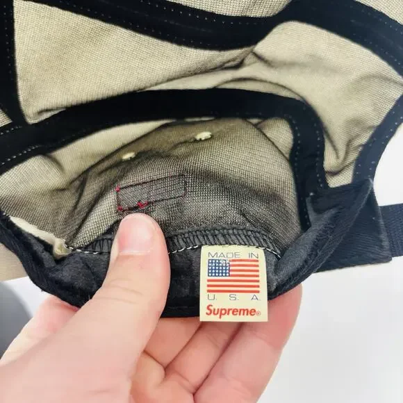 Supreme 5 Panel Hat Cap Clip Back Adjustable One Size Beige USA - Picture 7 of 7